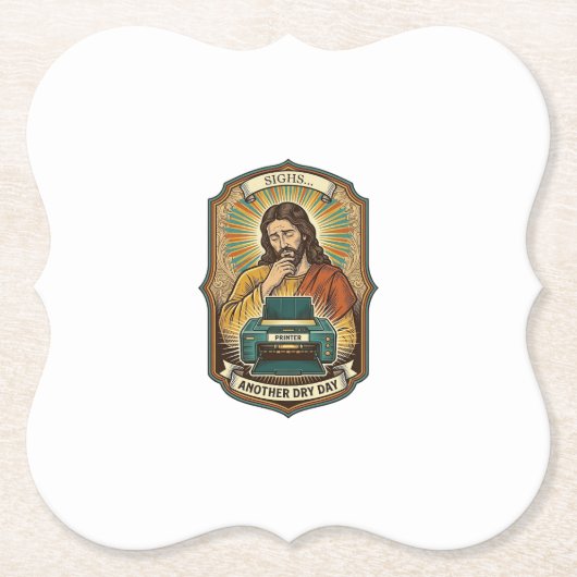 Jesus Leere Druckerpapierablage Büroarbeit Ärgerni Untersetzer (Vorderseite)