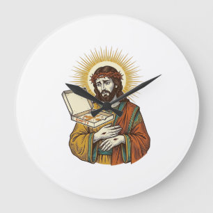 Jesus Leere Pizzaschachtel Kühlschrank Verrat Food Große Wanduhr