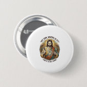 Jesus Leerer Gebrochener Bierkrug Barkeeper Trinke Button (Vorne & Hinten)