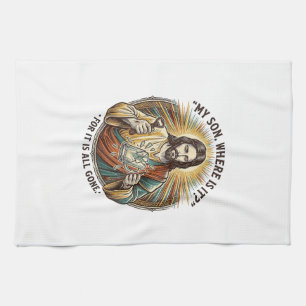 Jesus Leerer Gebrochener Bierkrug Barkeeper Trinke Geschirrtuch