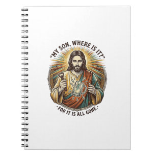 Jesus Leerer Gebrochener Bierkrug Barkeeper Trinke Notizblock