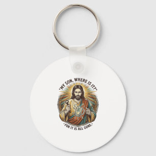 Jesus Leerer Gebrochener Bierkrug Barkeeper Trinke Schlüsselanhänger