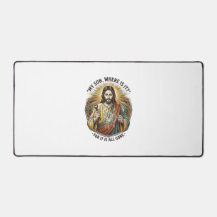 Jesus Leerer Gebrochener Bierkrug Barkeeper Trinke Schreibtischunterlage