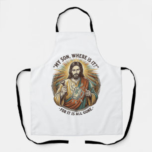 Jesus Leerer Gebrochener Bierkrug Barkeeper Trinke Schürze