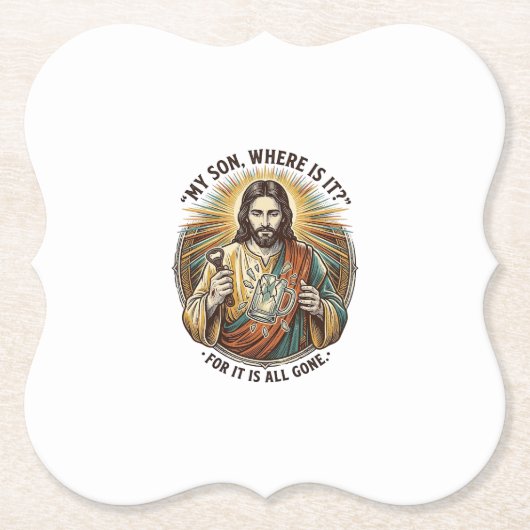 Jesus Leerer Gebrochener Bierkrug Barkeeper Trinke Untersetzer (Vorderseite)