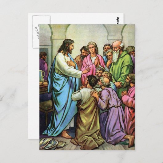 Jesus lehrt ein neues Gebot Postkarte (Vorne/Hinten)