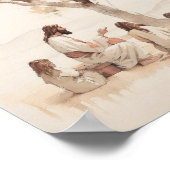 Jesus lehrt Kinder - digitale Wasserfarbe Poster (Ecke)