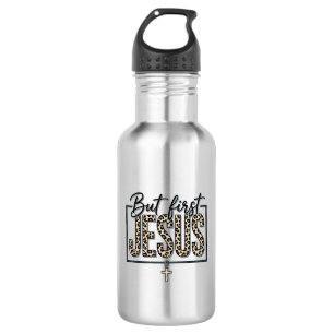 Jesus Leoparden Print Christlich Vintage Gravur Sh Edelstahlflasche