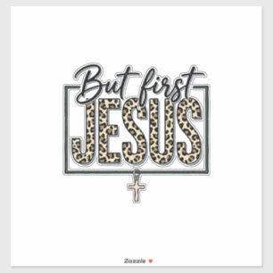 Jesus Leopardenprint Christliches Vintage-Stich Sh Aufkleber