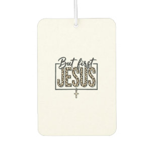 Jesus Leopardenprint Christliches Vintage-Stich Sh Autolufterfrischer