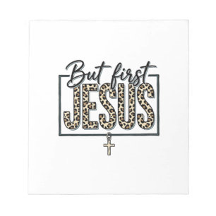 Jesus Leopardenprint Christliches Vintage-Stich Sh Notizblock
