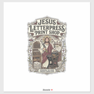 Jesus Letterpress-Druckerei Jesus Letterpress Pri Aufkleber