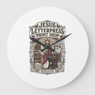 Jesus Letterpress-Druckerei Jesus Letterpress Pri Große Wanduhr