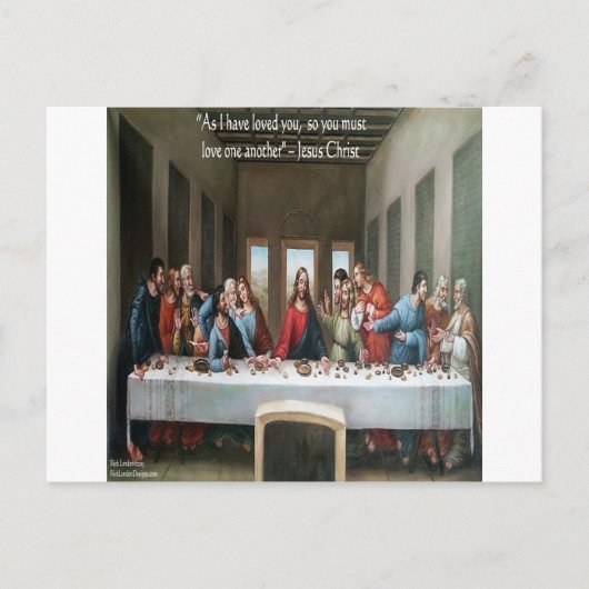 Jesus @ Letztes Abendessen "Liebe One Another" Zit Postkarte (Vorderseite)