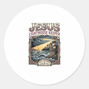 Jesus Leuchtturmwärter Jesus Leuchtturmwärter Ch Runder Aufkleber
