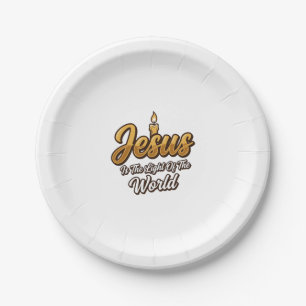 Jesus Licht der Welt Kerze Christlicher Vektor_1 Pappteller