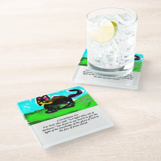 Jesus Licht Glasuntersetzer (Schrägansicht)