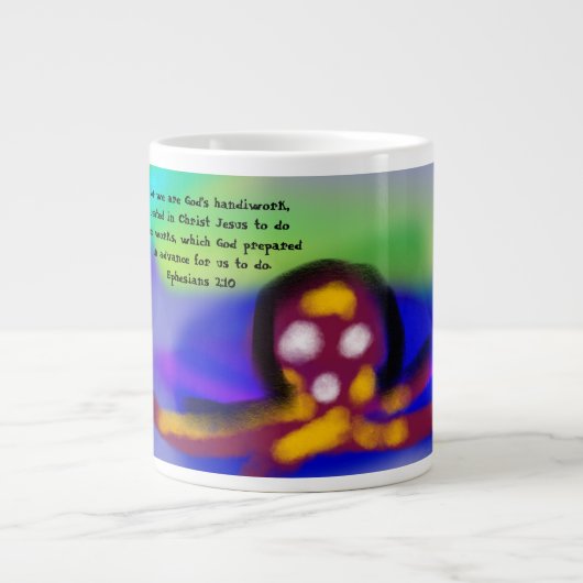 Jesus Liebe Arbeit Jumbo-Tasse (Vorderseite)