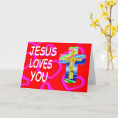 Jesus Liebe dich mit Christlichem Kreuz Karte (Gelbe Blume)