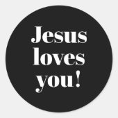 Jesus Liebe dich! | Retro-Moderner Stil Runder Aufkleber (Vorderseite)