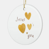 Jesus Liebe euch. Weihnachtsschmuck. Moderne Keramik Ornament (Links)