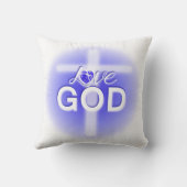 Jesus Liebe God Cross Blue Heart Kissen (Rückseite)