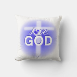Jesus Liebe God Cross Blue Heart Kissen