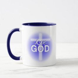 Jesus Liebe God Cross Blue Heart Tasse