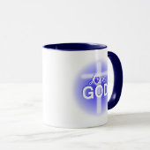 Jesus Liebe God Cross Blue Heart Tasse (VorderseiteRechts)