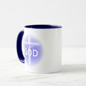 Jesus Liebe God Cross Blue Heart Tasse (Vorderseite Links)
