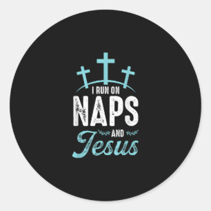 Jesus Liebe Ich laufe auf Nickerchen und Jesus Runder Aufkleber