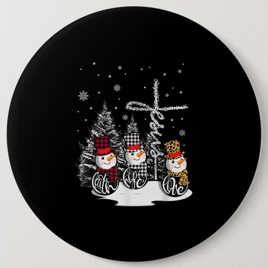 Jesus-Liebe| Jesus Faith Hope Liebe Snowman Button (Vorderseite)