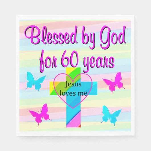 JESUS LIEBE ME 60. GEBURTSTAG NAPKINS SERVIETTE (Vorderseite)