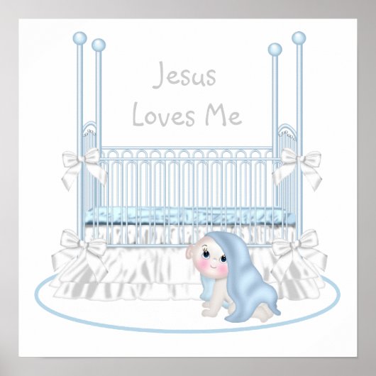 Jesus Liebe Me Baby Boy Kinderzimmer Art 25x25 Poster (Vorne)