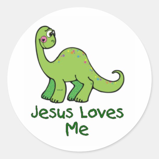 Jesus Liebe Me Dino Runder Aufkleber (Vorderseite)