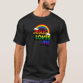 Jesus Liebe Me Gay Rainbow Niedliche Christlich Lg T-Shirt (Vorderseite)