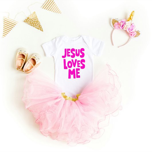 "Jesus Liebe Me" süß und einfach rosa Baby Strampler