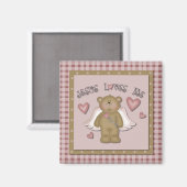 Jesus Liebe Me Teddy Bear Angel Square Magnet (Vorderseite/Rückseite)