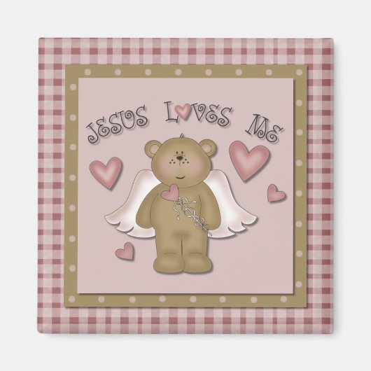 Jesus Liebe Me Teddy Bear Angel Square Magnet (Vorne)