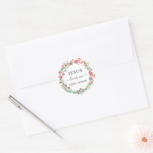 Jesus Liebe Me Wasserfarbenfrohe Blumenreste Runder Aufkleber (Umschlag)