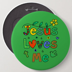 Jesus Liebe MeI Doodles I KellyGrn I Colossal 6x6 Button