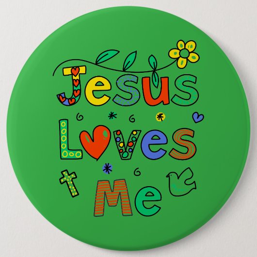 Jesus Liebe MeI Doodles I KellyGrn I Colossal 6x6 Button (Vorderseite)