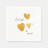 Jesus Liebe mich. Papa Napkins moderne Goldherzen Serviette (Vorderseite)