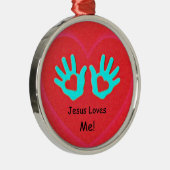 Jesus Liebe mich! Silbernes Ornament (Rechts)