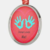 Jesus Liebe mich! Silbernes Ornament (Links)