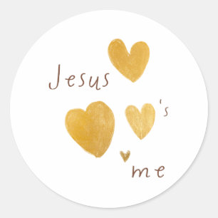 Jesus Liebe mich. Sticker. Das moderne goldene Her Runder Aufkleber