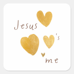 Jesus Liebe mich. Stickers Moderne goldene Herzen