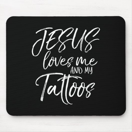Jesus Liebe mich und mein Tattoos Shirt Christlich Mousepad (Vorne)