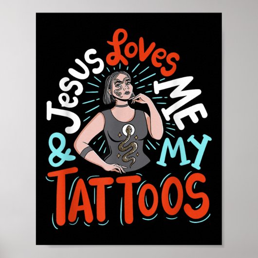 Jesus Liebe mich und meine Tattoos Poster (Vorne)