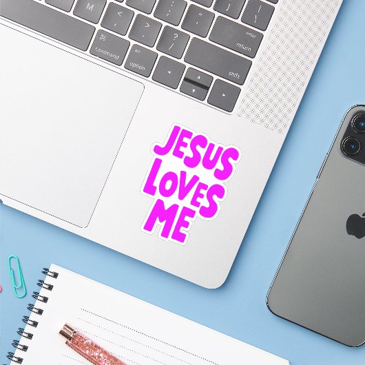 Jesus Liebe mir Aufkleber (Laptop mit iPhone)